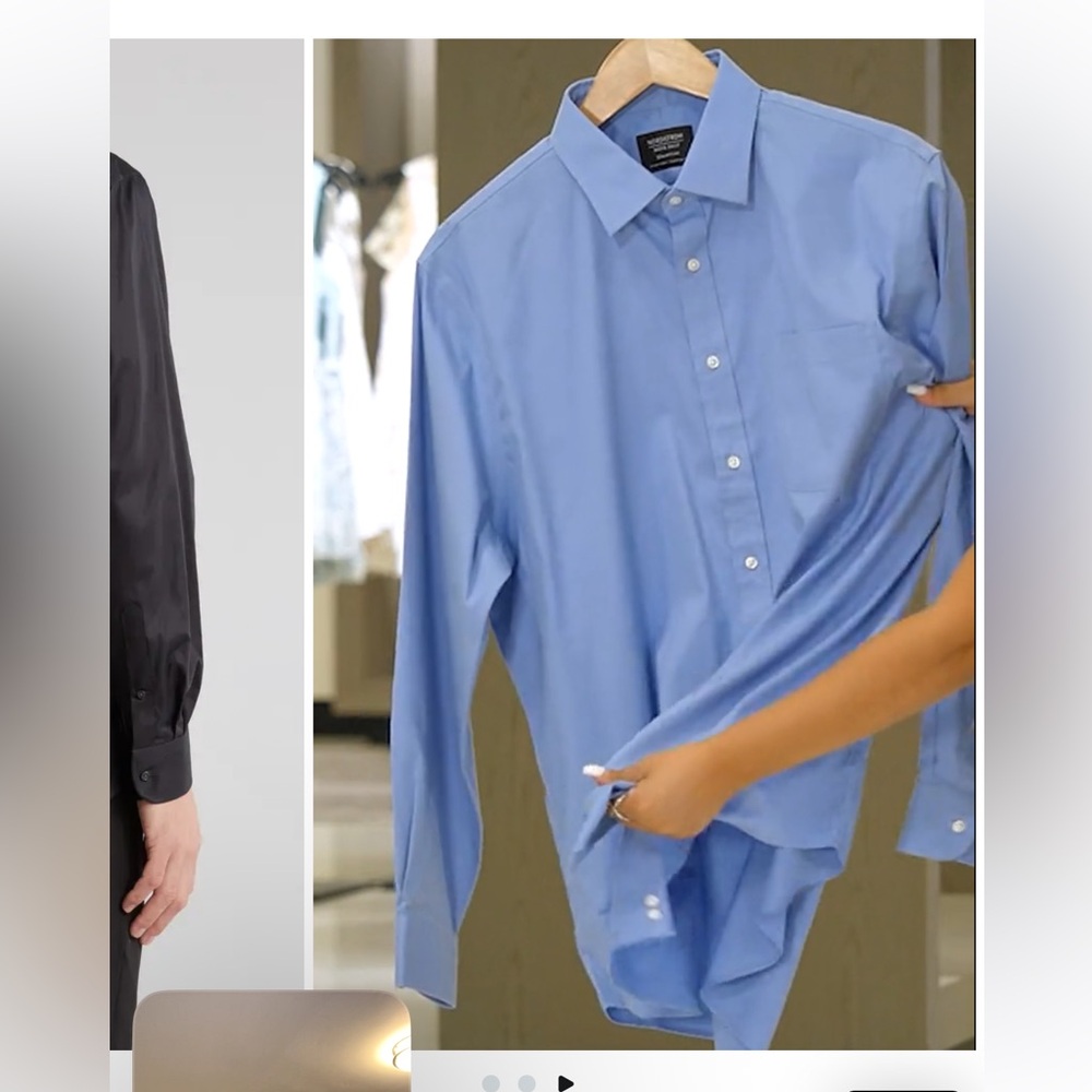 Nordstrom Men's Shop Smartcare Wrinkle-Free Classic Fit dress shirt 17.5 34-35 - Picture 2 of 6